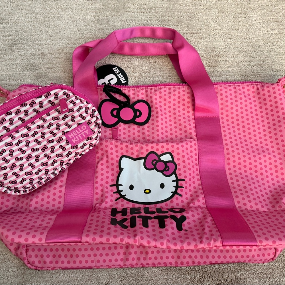 Hello Kitty pink tote bag travel set